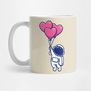 Cute Astronaut Floating With Love Balloons Mug